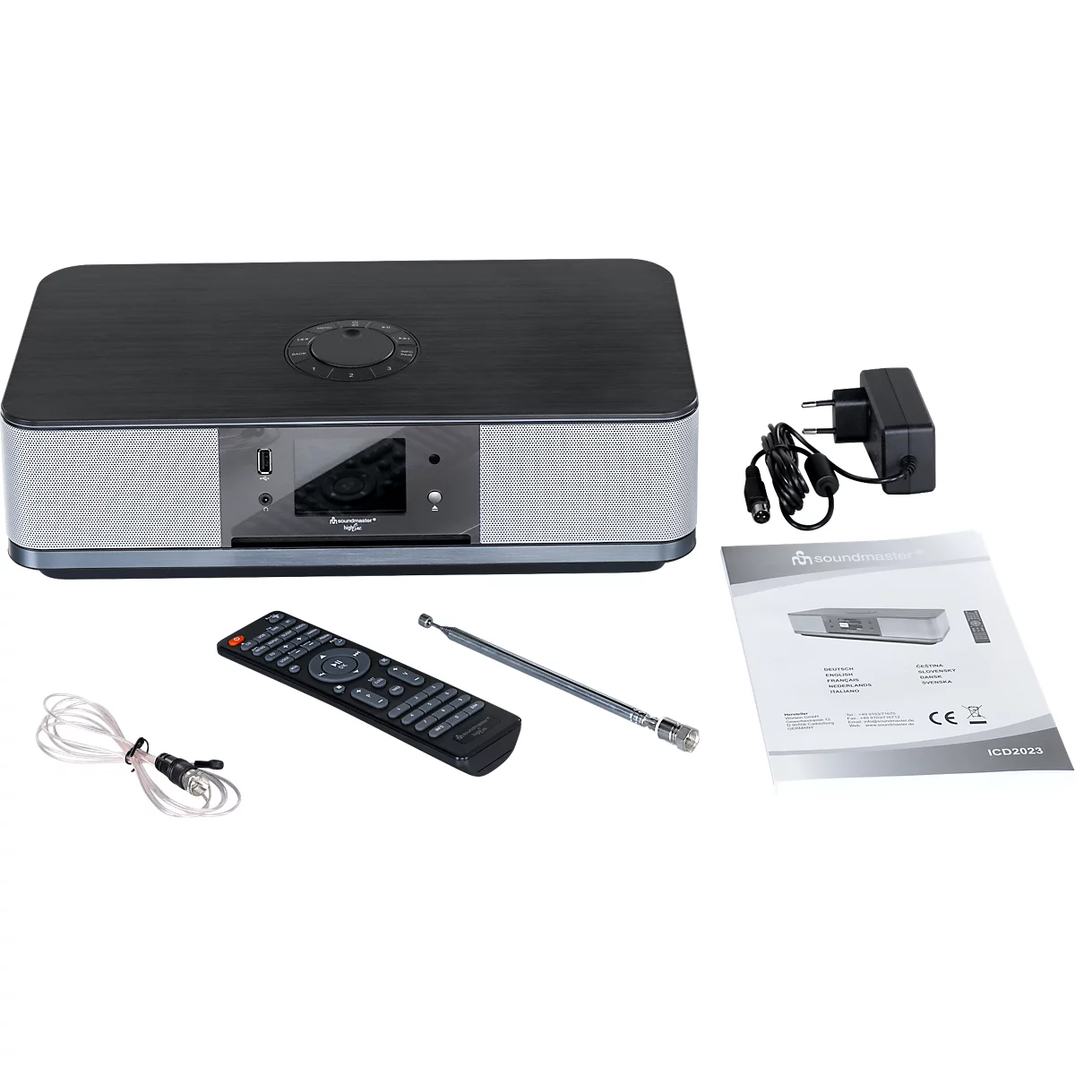Soundmaster ICD2023SW Internet- Stereo Musikcenter mit WLAN-Internet/DAB+/UKW-Radio, CD/MP3, USB, Bluetooth®, LED Ambientebeleuchtung, APP-Steuerung