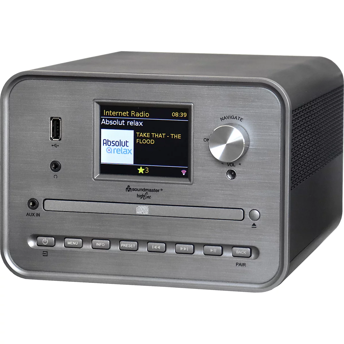 Soundmaster® music center ICD1050SW, WLAN/Bluetooth/USB/webradio/DAB+/UKW/CD/MP3, 2 x 7 W, app-bediening, met afstandsbediening, zilver