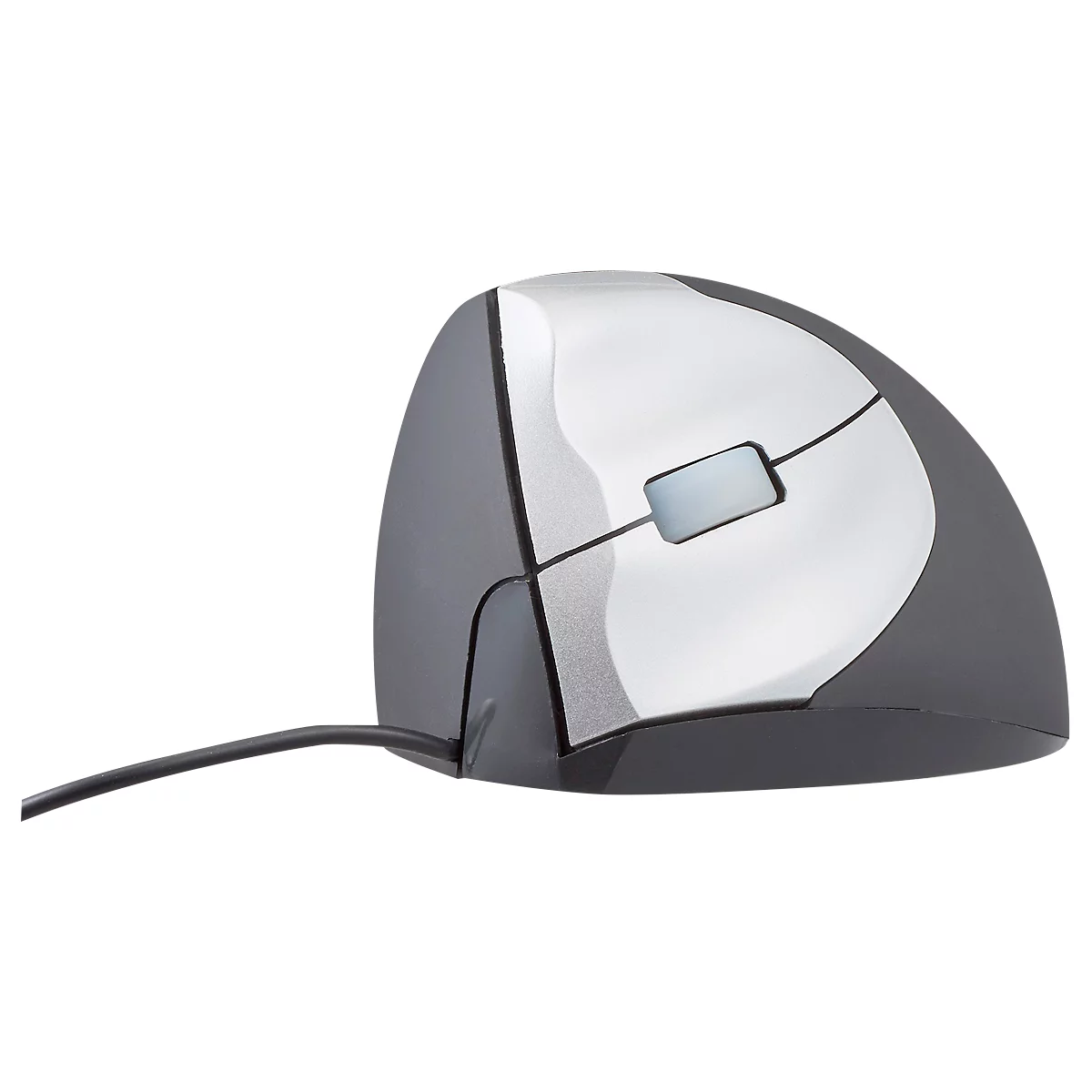 Souris verticale BakkerElkhuizen Handshake Mouse, cordée, pour gauchers, ergonomique, 2 boutons et molette de défilement, 400-3200 dpi, noir-argent