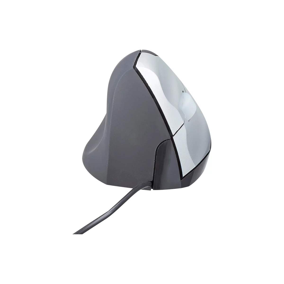 Souris verticale BakkerElkhuizen Handshake Mouse, cordée, pour gauchers, ergonomique, 2 boutons et molette de défilement, 400-3200 dpi, noir-argent