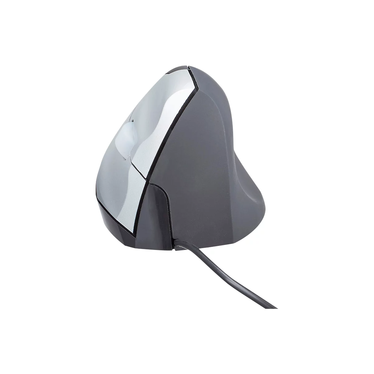Souris verticale BakkerElkhuizen Handshake Mouse, filaire, pour droitiers, ergonomique, 2 boutons et molette de défilement, 400-3200 dpi, noir-argent