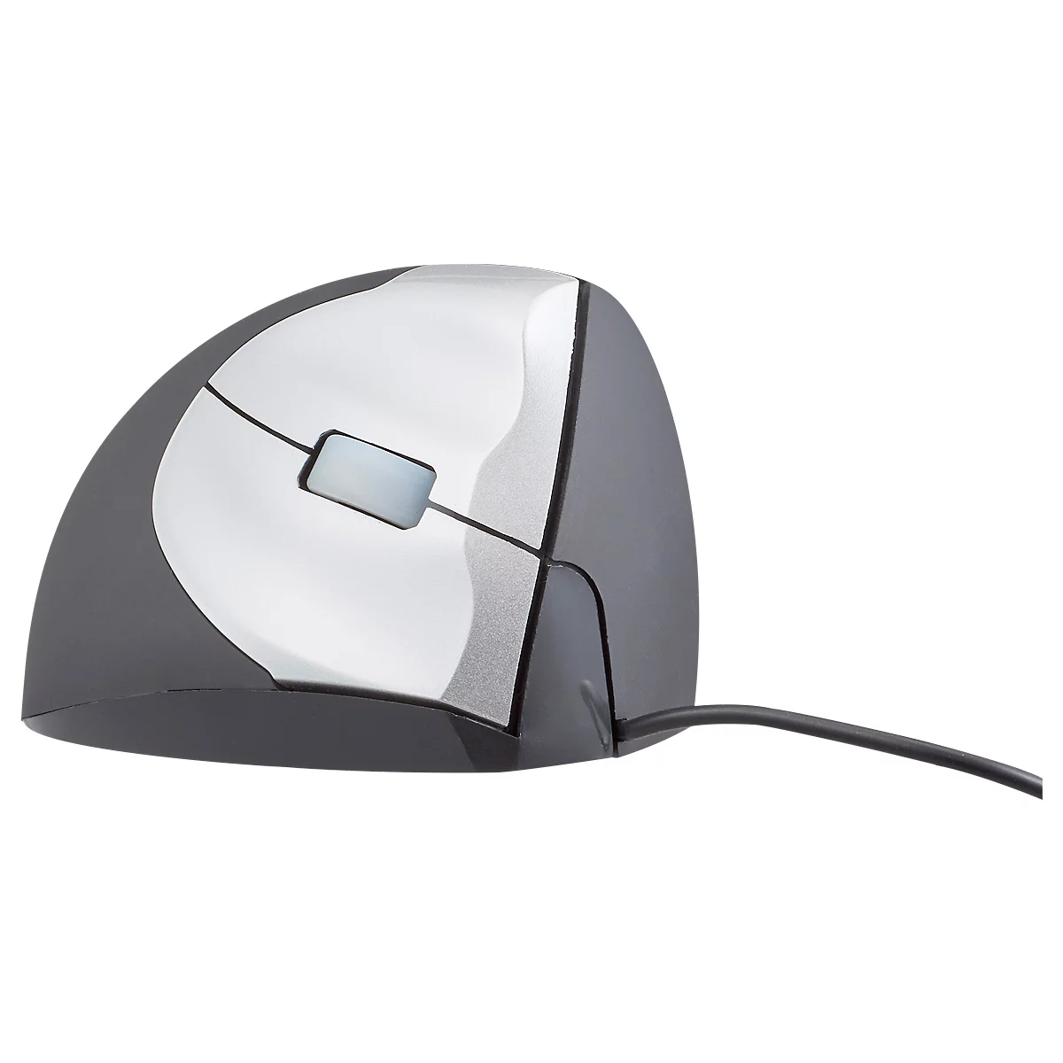 Souris verticale BakkerElkhuizen Handshake Mouse, filaire, pour droitiers, ergonomique, 2 boutons et molette de défilement, 400-3200 dpi, noir-argent