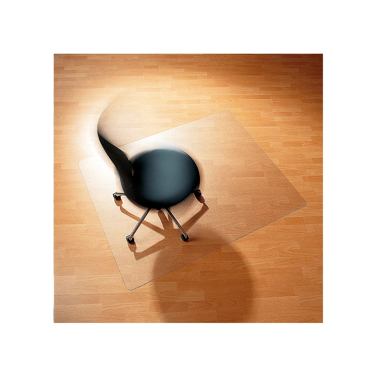 Sous-couche pour chaise de bureau ECO GRIP SOLID, pour sols durs, couche adhérente VAB, antidérapante &amp; difficilement inflammable, 1300 x 1200 mm, PC &amp; PUR, transparent