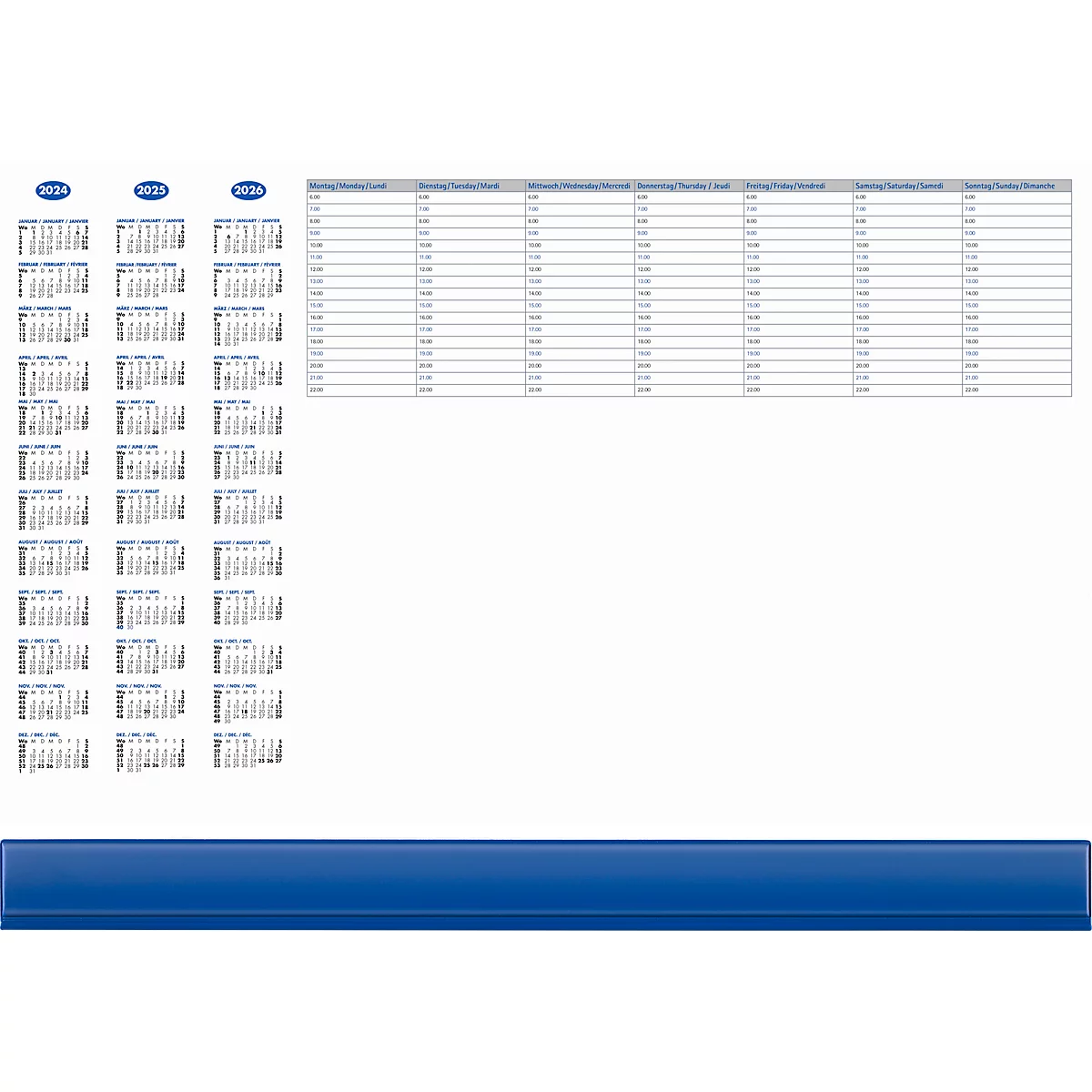 Sous-main avec clapet en plastique, bleu, 50 feuilles