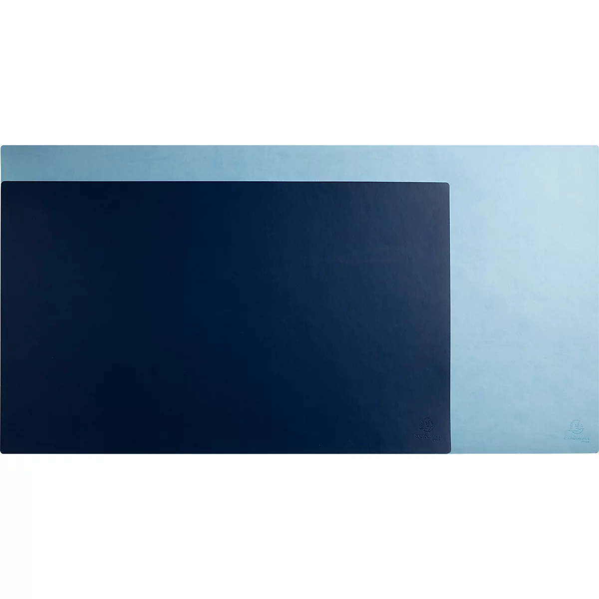 Une zone rectangulaire bleu foncé placée sur une zone bleu clair.