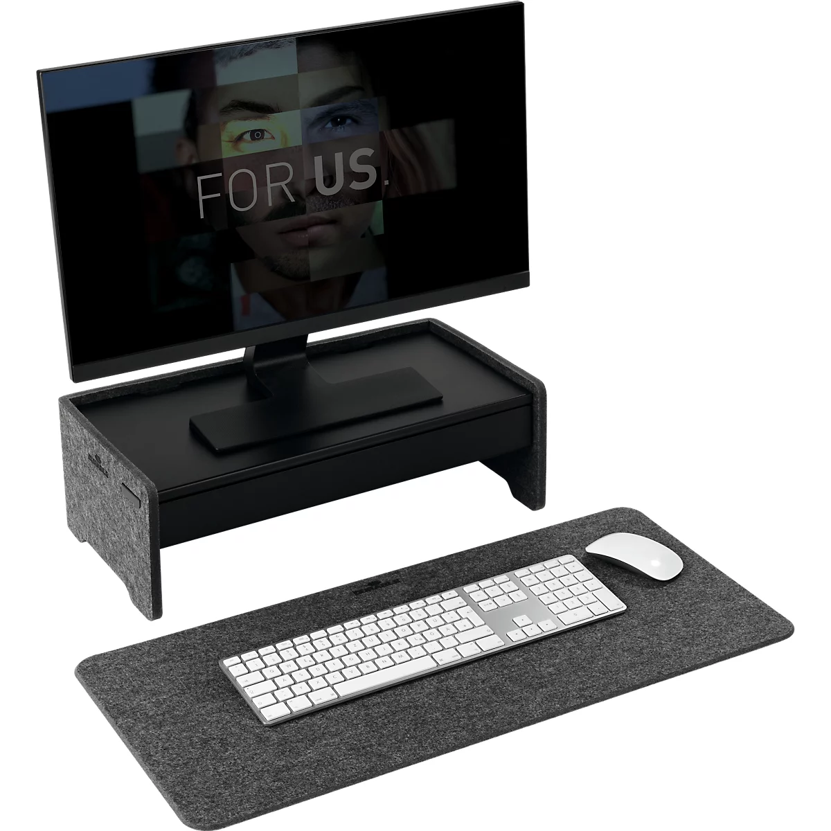 Sous-main Durable Effect, avec support pour téléphone portable, pliable, L 700 x H 330 mm, feutre PET, anthracite
