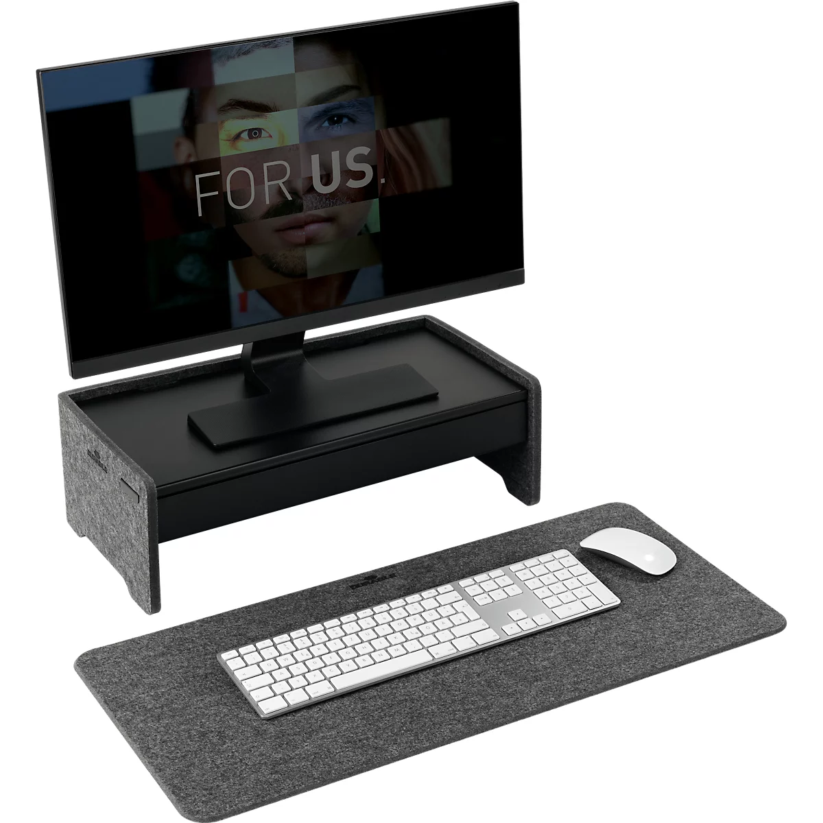 Sous-main Durable Effect, avec support pour téléphone portable, pliable, L 700 x H 330 mm, feutre PET, anthracite