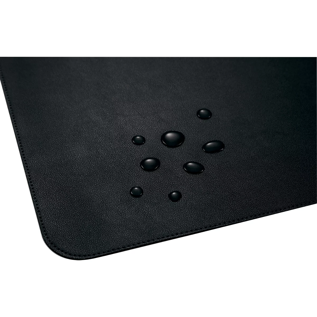Tapis de bureau noir avec des gouttes d'eau.