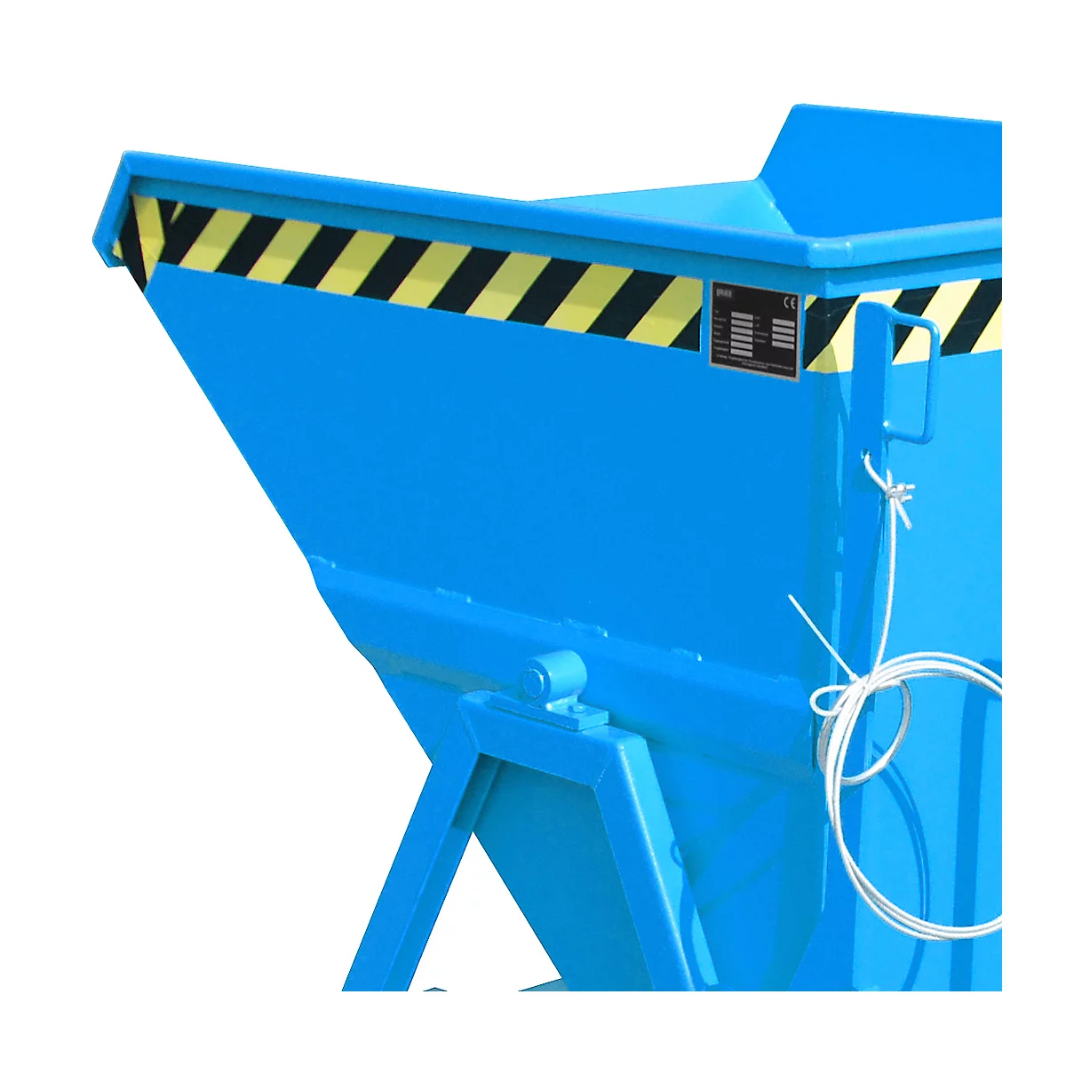 Späne-Kippmulde Bauer SKS 400, Stahl, blau, B 1220 x T 1050 x H 1115 mm, 400 l, bis 1000 kg, Rollen, Ablasshahn, Manuelle Kippvorrichtung