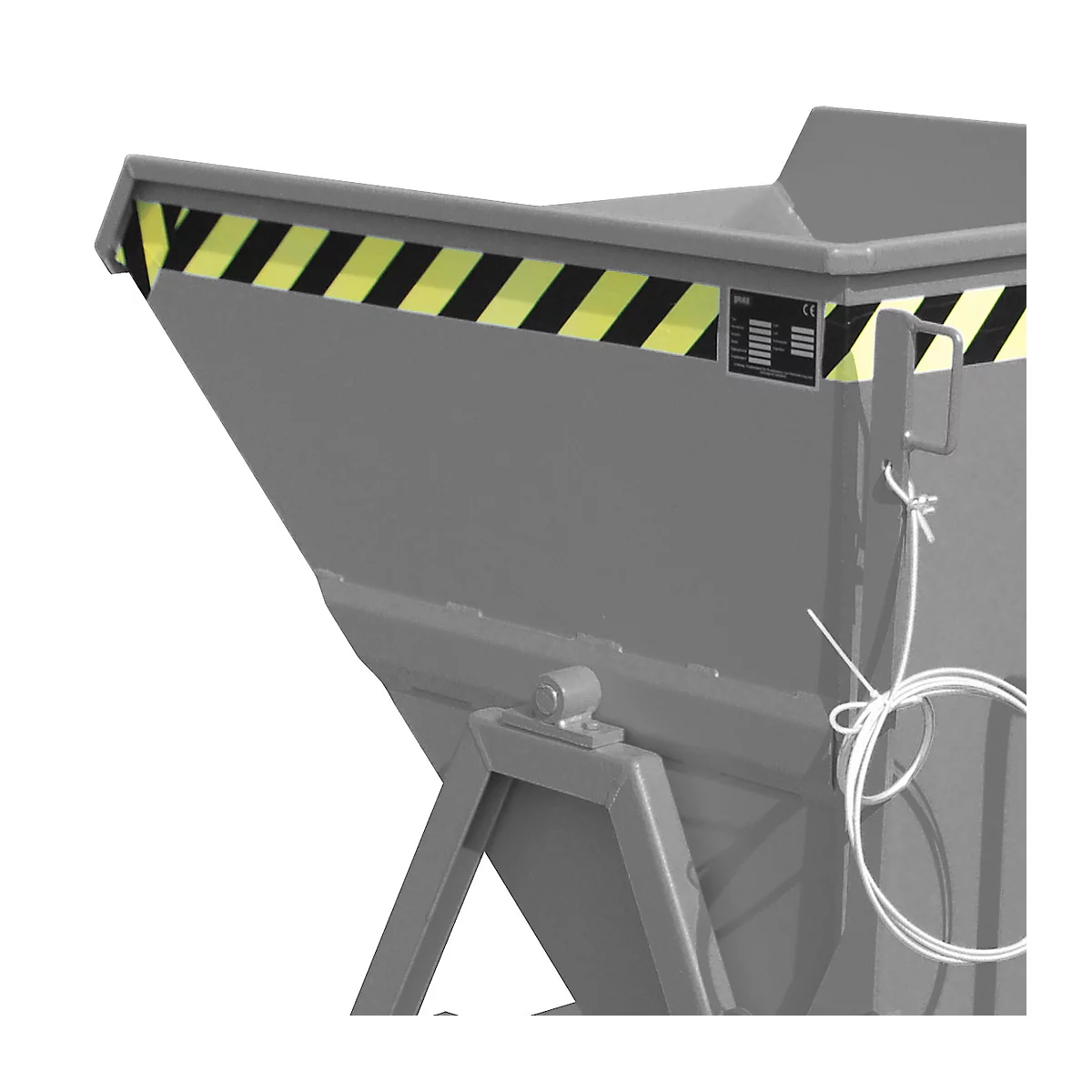 Späne-Kippmulde Bauer SKS 400, Stahl, grau, B 1220 x T 1050 x H 1115 mm, 400 l, bis 1000 kg, Rollen, Ablasshahn, Manuelle Kippvorrichtung