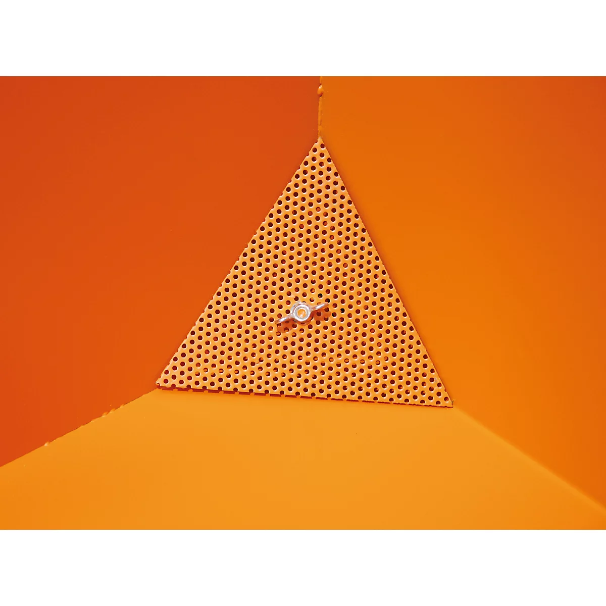 Späne-Kippmulde Bauer SKS 400, Stahl, orange, B 1220 x T 1050 x H 1115 mm, 400 l, bis 1000 kg, Rollen, Ablasshahn, Manuelle Kippvorrichtung