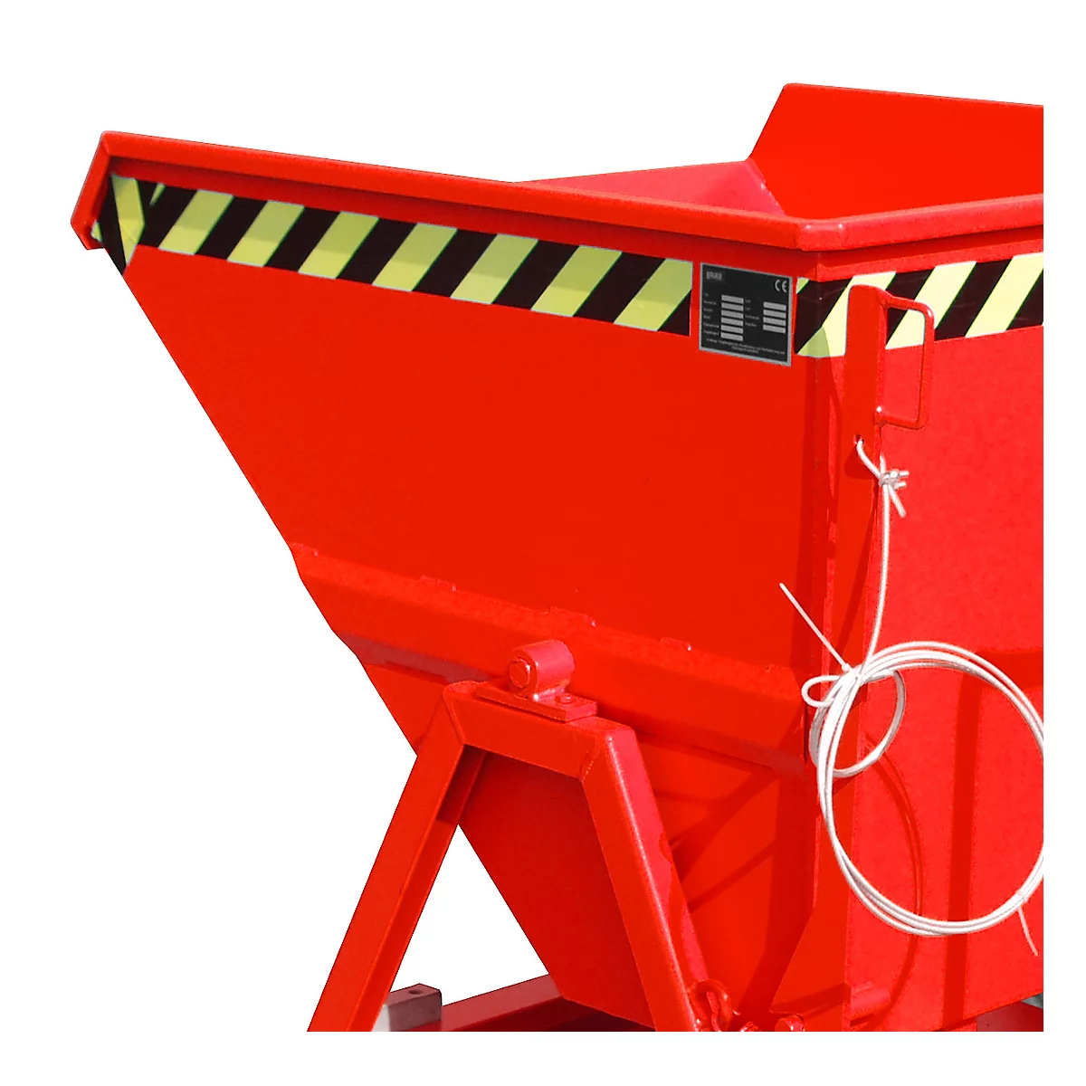 Späne-Kippmulde Bauer SKS 400, Stahl, rot, B 1220 x T 1050 x H 1115 mm, 400 l, bis 1000 kg, Rollen, Ablasshahn, Manuelle Kippvorrichtung