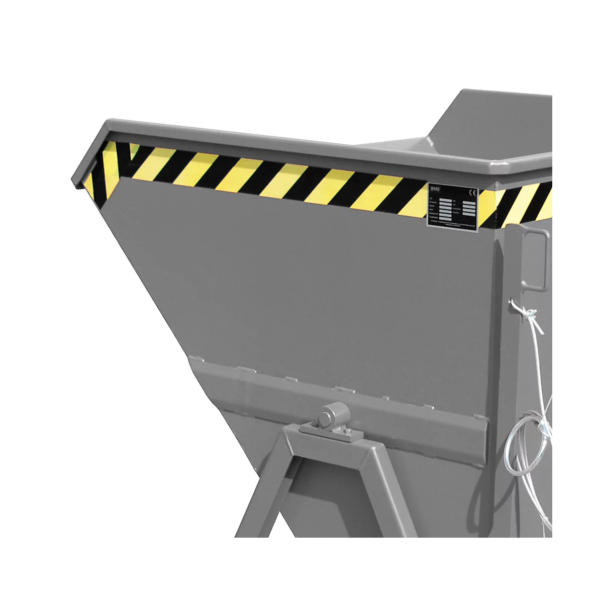 Späne-Kippmulde Bauer SKS 550, Stahl, grau, B 1250 x T 1200 x H 1170 mm, 550 l, bis 1000 kg, Rollen, Ablasshahn, Manuelle Kippvorrichtung