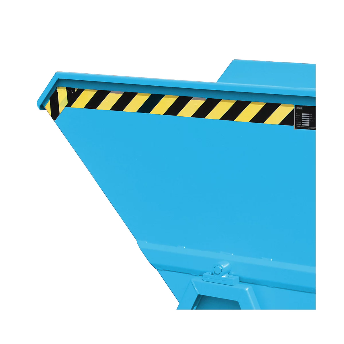 Späne-Kippmulde Bauer SKS 700, Stahl, blau, B 1345 x T 1200 x H 1275 mm, 700 l, bis 1000 kg, Rollen, Ablasshahn, Manuelle Kippvorrichtung