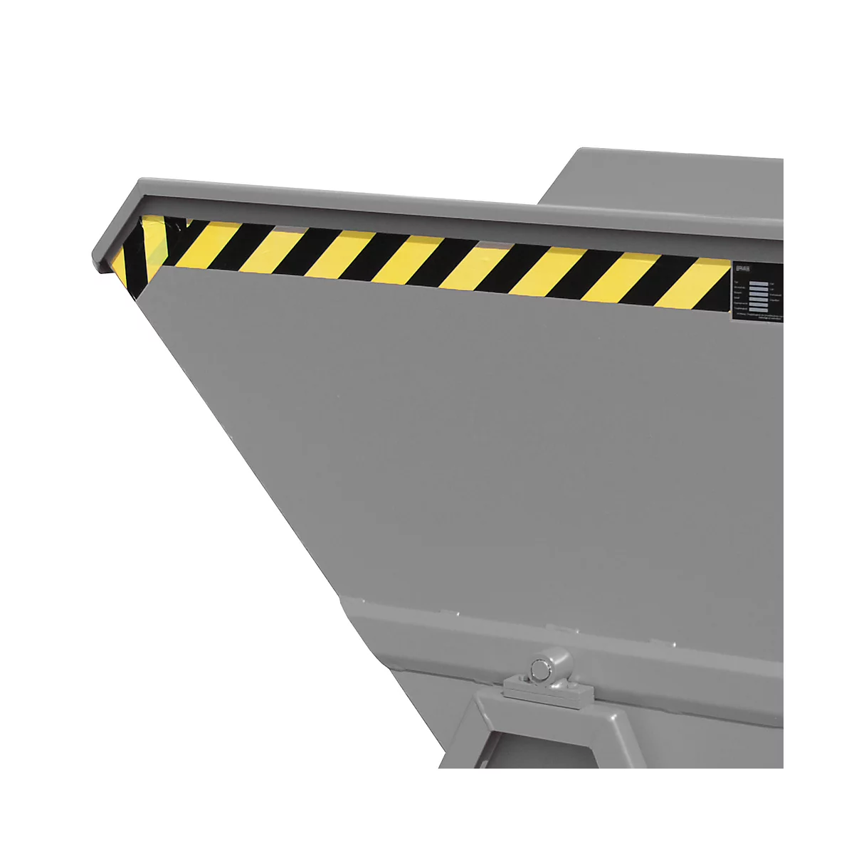 Späne-Kippmulde Bauer SKS 700, Stahl, orange, B 1345 x T 1200 x H 1275 mm, 700 l, bis 1000 kg, Rollen, Ablasshahn, Manuelle Kippvorrichtung