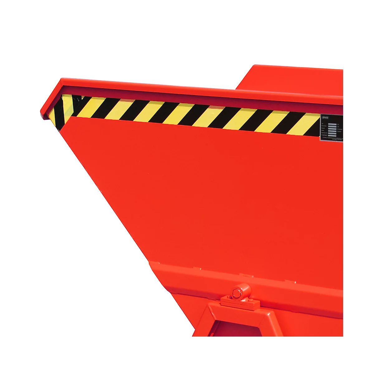 Späne-Kippmulde Bauer SKS 700, Stahl, rot, B 1345 x T 1200 x H 1275 mm, 700 l, bis 1000 kg, Rollen, Ablasshahn, Manuelle Kippvorrichtung