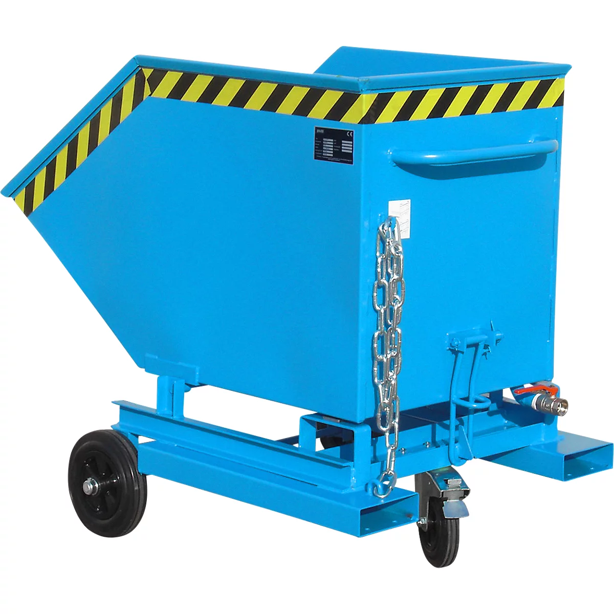 Spanencontainer Bauer SKW-ET 400, staal, blauw, B 1320 x D 900 x H 1090 mm, 400 l, tot 300 kg, rollen, handmatig kiepen, met inrijvakken