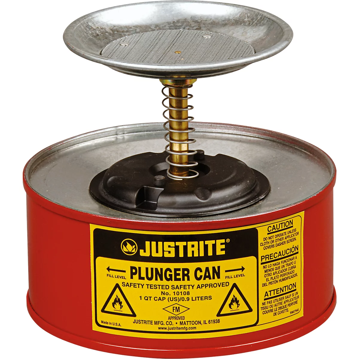 Sparanfeuchter Justrite, aus Stahlblech PREMIUM Line, rot, ø 185 x H 143 mm, 1 l