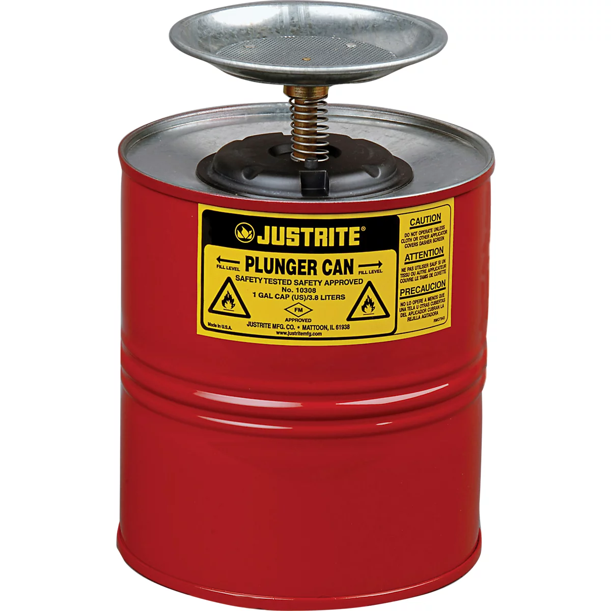 Sparanfeuchter Justrite, aus Stahlblech PREMIUM Line, rot, ø 185 x H 267 mm, 4 l