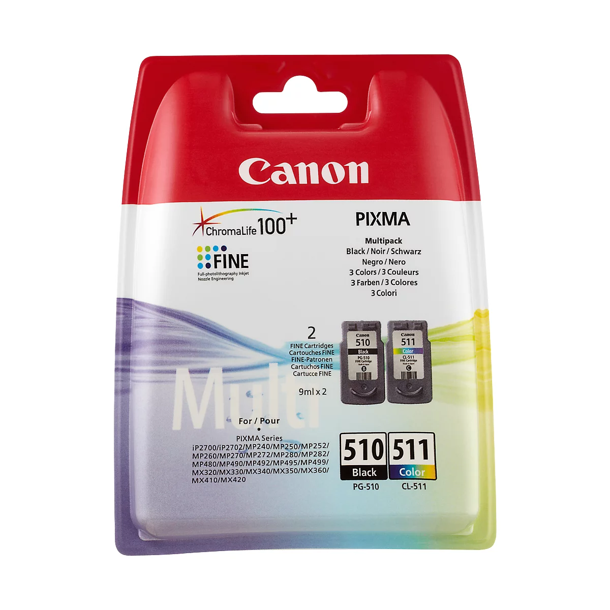 Sparpaket 2 Stück Canon Tintenpatrone PG-510/CL-511 schwarz/color, original