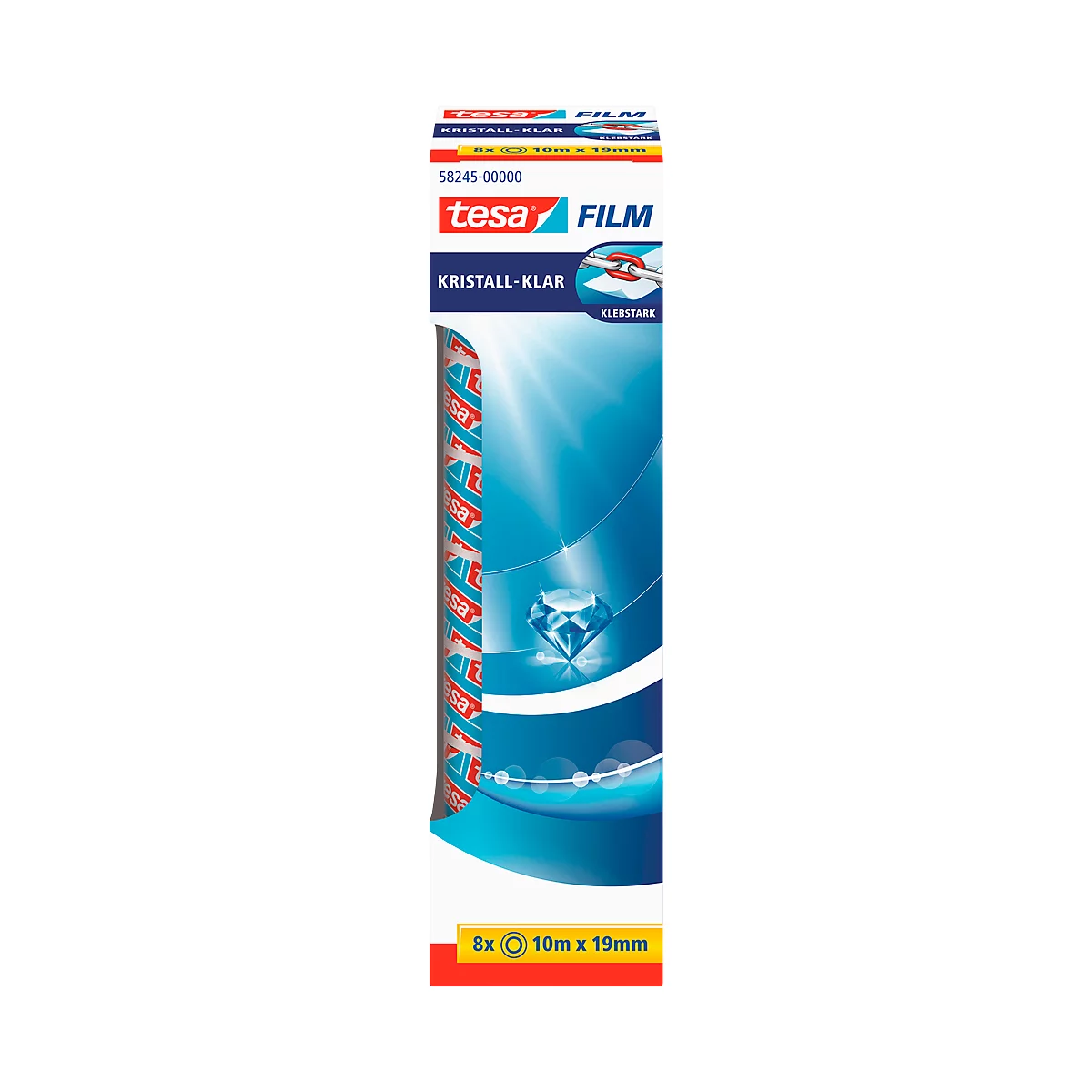 Sparpaket Klebefilm tesafilm® kristall-klar, PP-Folie, L 10 m x B 19 mm, transparent, 8 Rollen