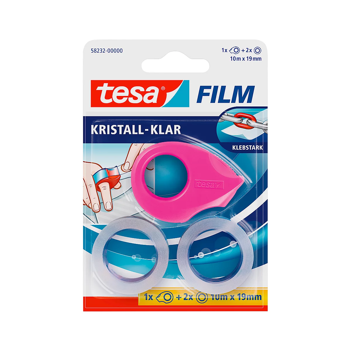 Sparset Schäfer Shop tesafilm® Mini Abroller + 2 Rollen tesafilm®, für Rollen bis L 10 m x B 19 mm, farbsortiert