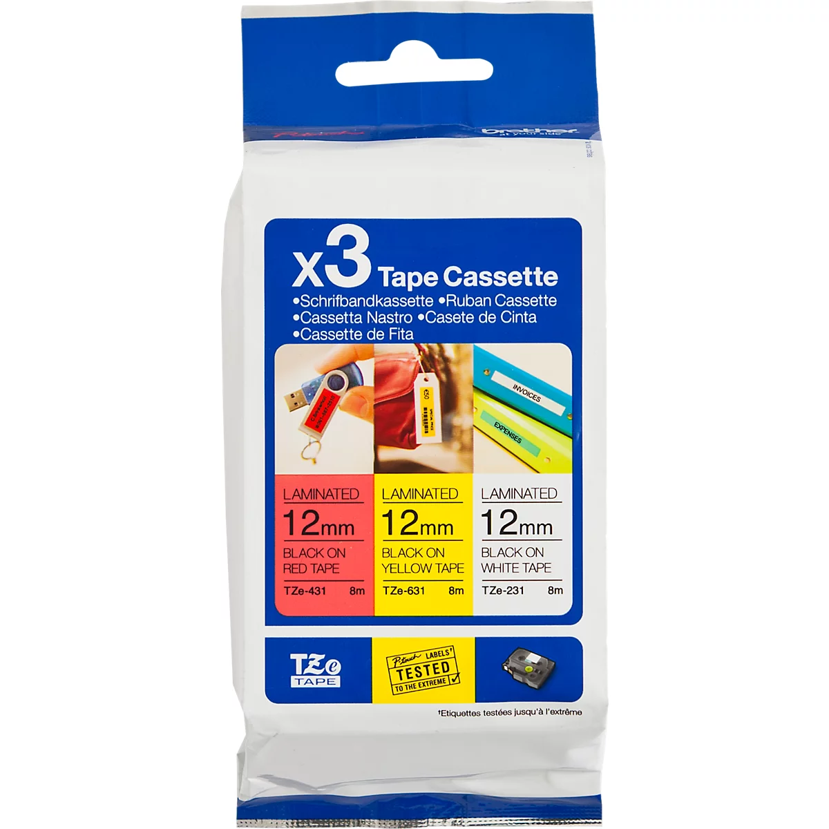 Speciale aanbieding TZe-31M3, 3 cassettes, 12 mm