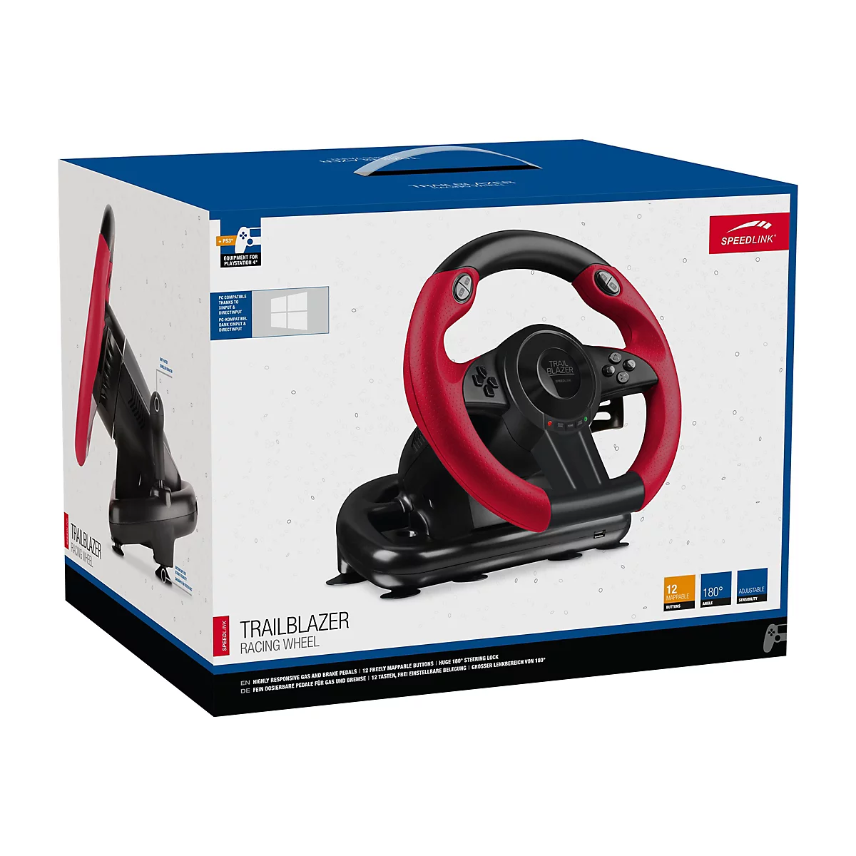SPEEDLINK TRAILBLAZER Racing Wheel - Lenkrad- und Pedale-Set - kabelgebunden - Schwarz - für Sony PlayStation 3, Microsoft Xbox One, Sony PlayStation 4