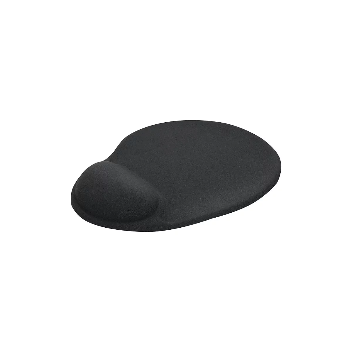 Schwarzes ergonomisches Mauspads mit Handballenauflage.