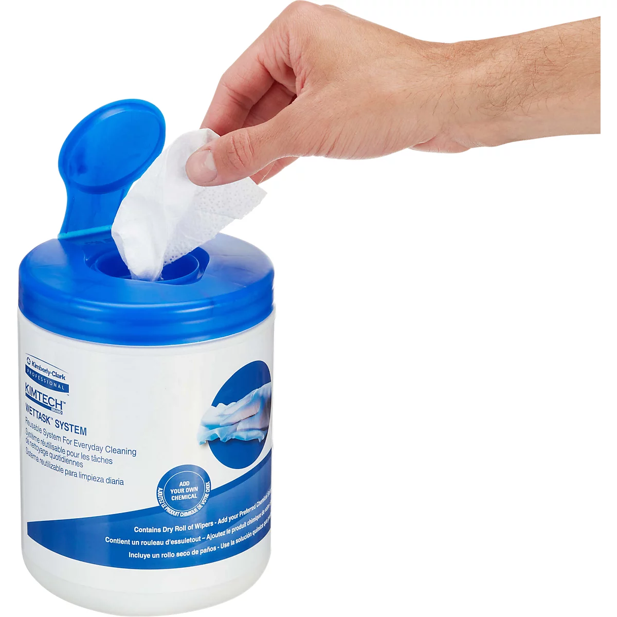 Spendereimer Kimberly Clark Kimtech® Wettask™, für Rollenwischtücher, 2 Stück, L 323 x B 330 x H 330 mm, Kunststoff, blau
