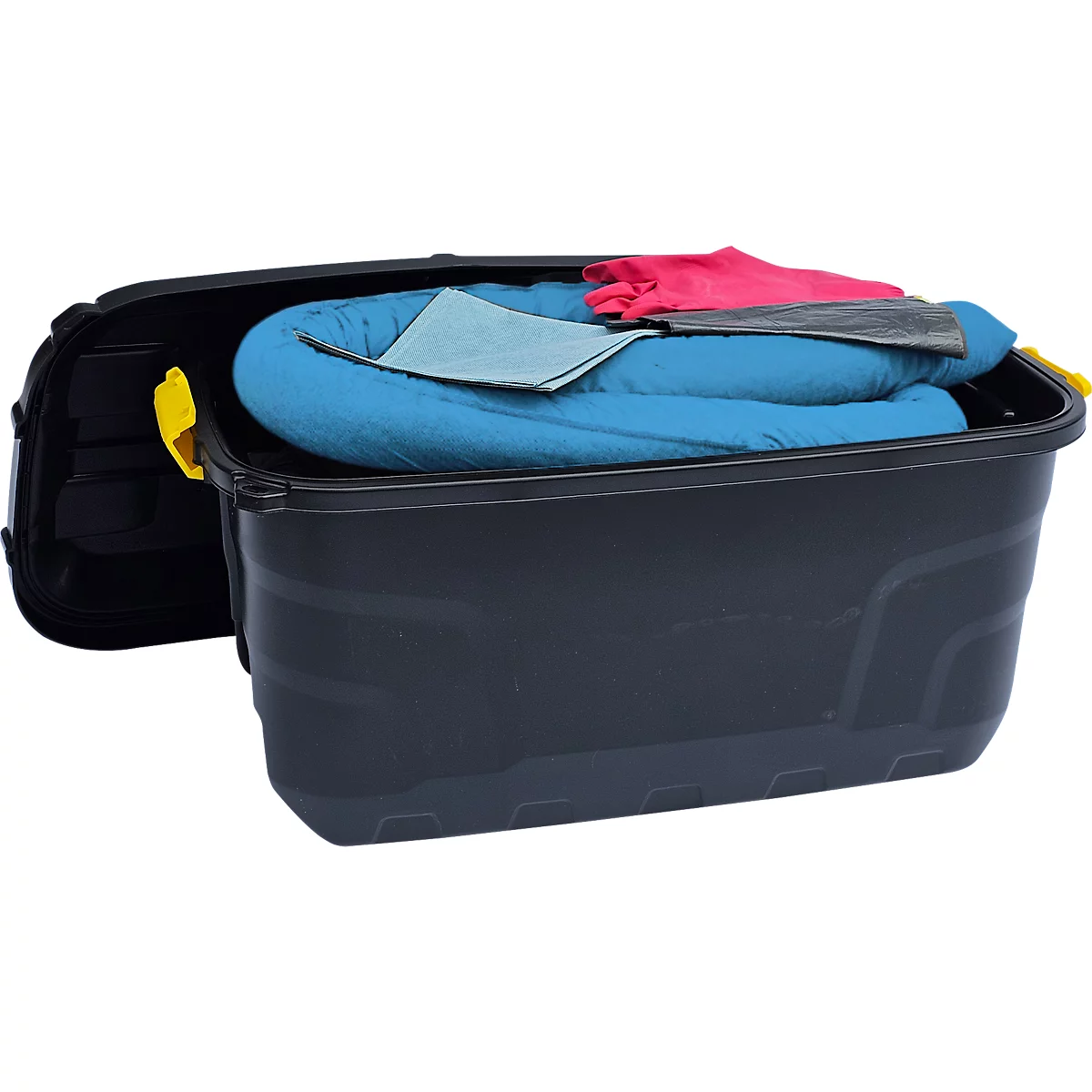 Spill noodset in rolkoffer met afneembaar deksel, 132 stuks, oliebindend blauw, inhoud 150 L