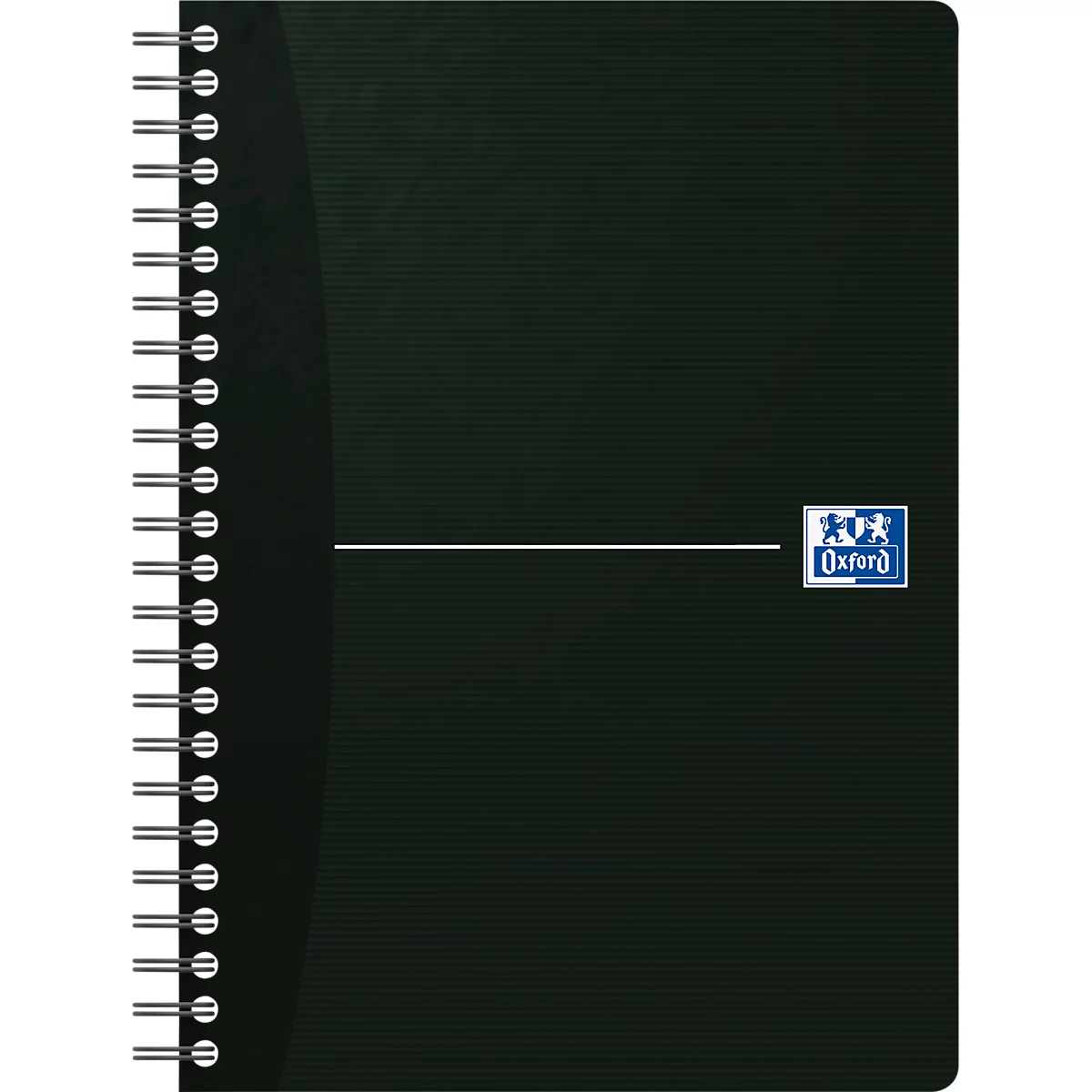 Spiraalschrift OXFORD Office Essentials A5, formaat A5, dubbele binding, 90 vel gelinieerd, zonder microperforatie, wit, compatibel met SCRIBZEE®, EU ECO-label, omslag zwart, 5 st.