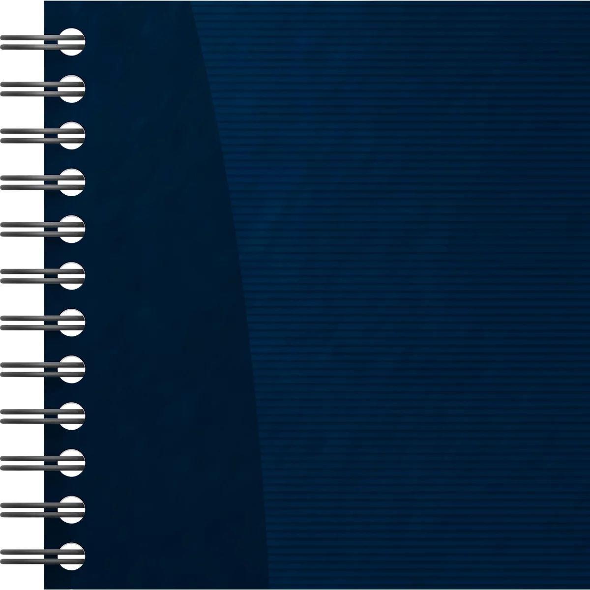 Blaues Notizbuch mit Spiralbindung.