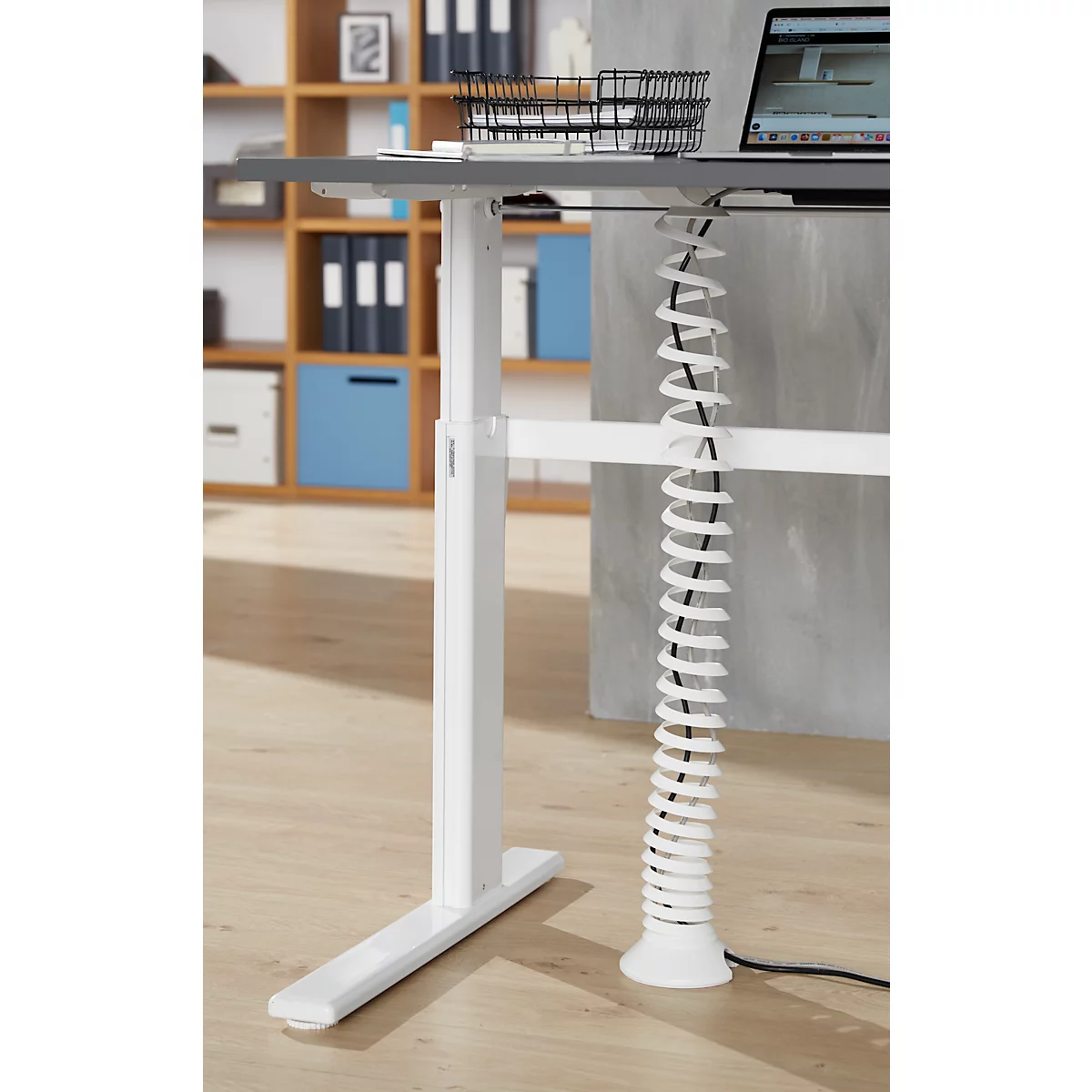 Spirale pour câbles, hauteur d'extension 1300 mm, Ø 90 mm, vertical jusqu'au sol, universel, plastique, blanc