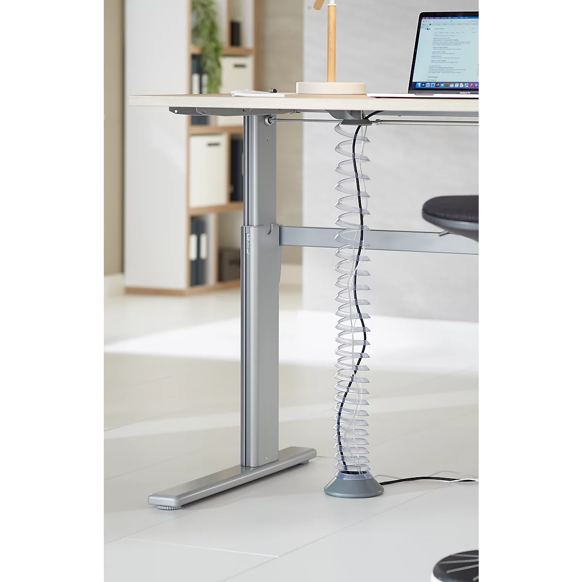 Spirale pour câbles, hauteur d'extension 1300 mm, Ø 90 mm, vertical jusqu'au sol, universel, plastique, transparent