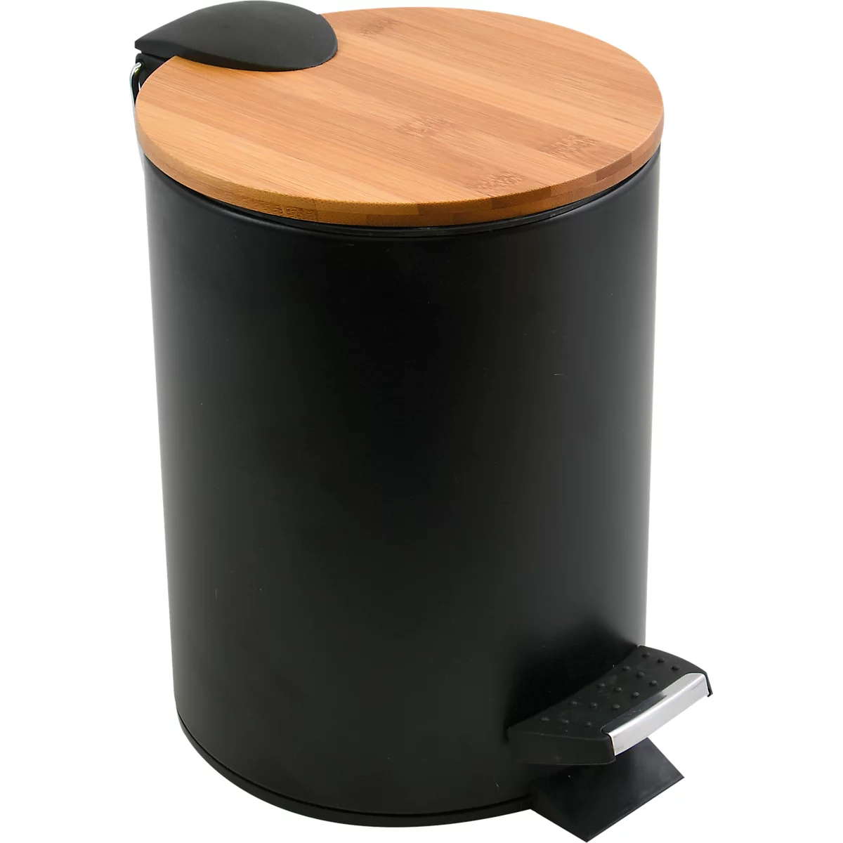 SPIRELLA Poubelle à pédale ADONIS, capacité 3L, mécanisme d'abaissement, pédale, poignée, ø 170 x H 255 noir