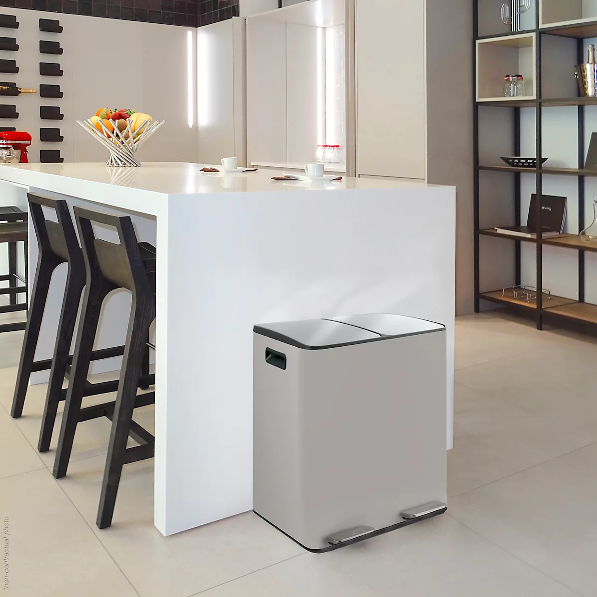 SPIRELLA Treteimer ALIYA, 2 x 20 Liter, Tretmechanismus, L 450 x B 300 x H 510 mm, matt/taupe