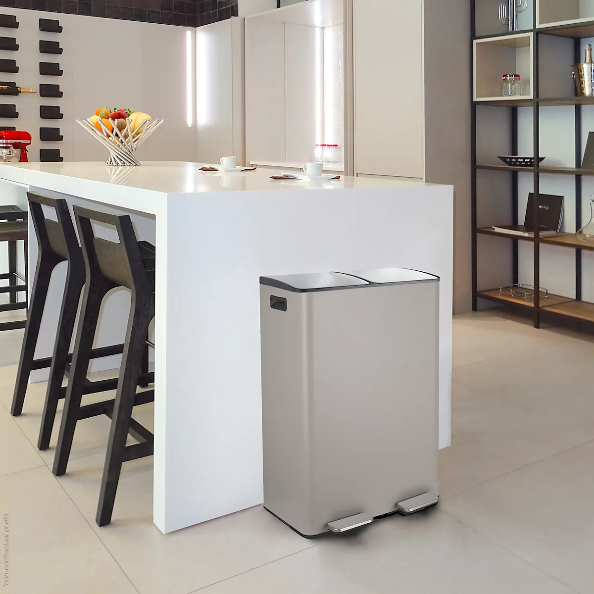 SPIRELLA Treteimer ALIYA, 2 x 30 Liter, Tretmechanismus, L 450 x B 300 x H 710 mm, matt/taupe