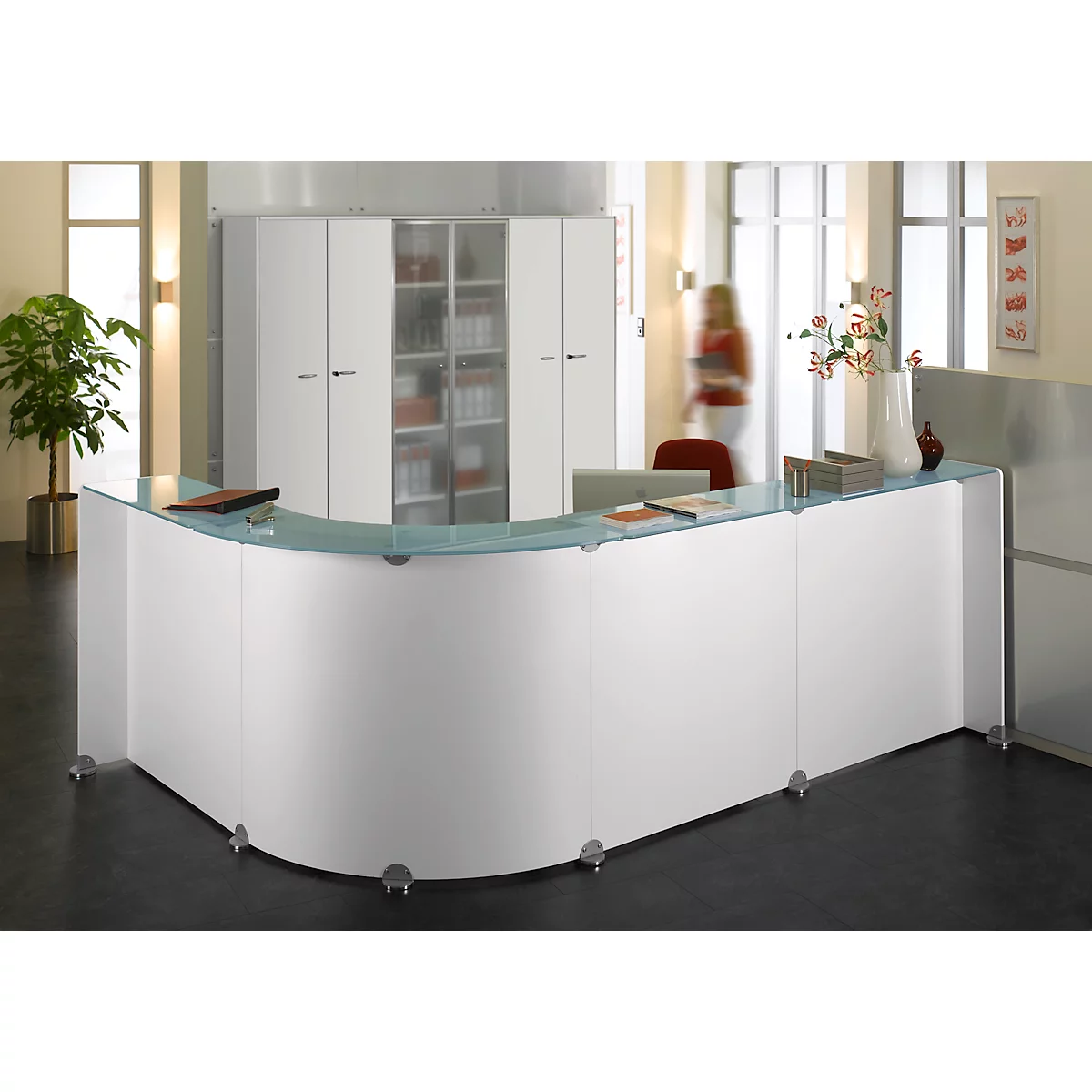 Spirit receptiebalie, 4 elementen, L-vormig, wit