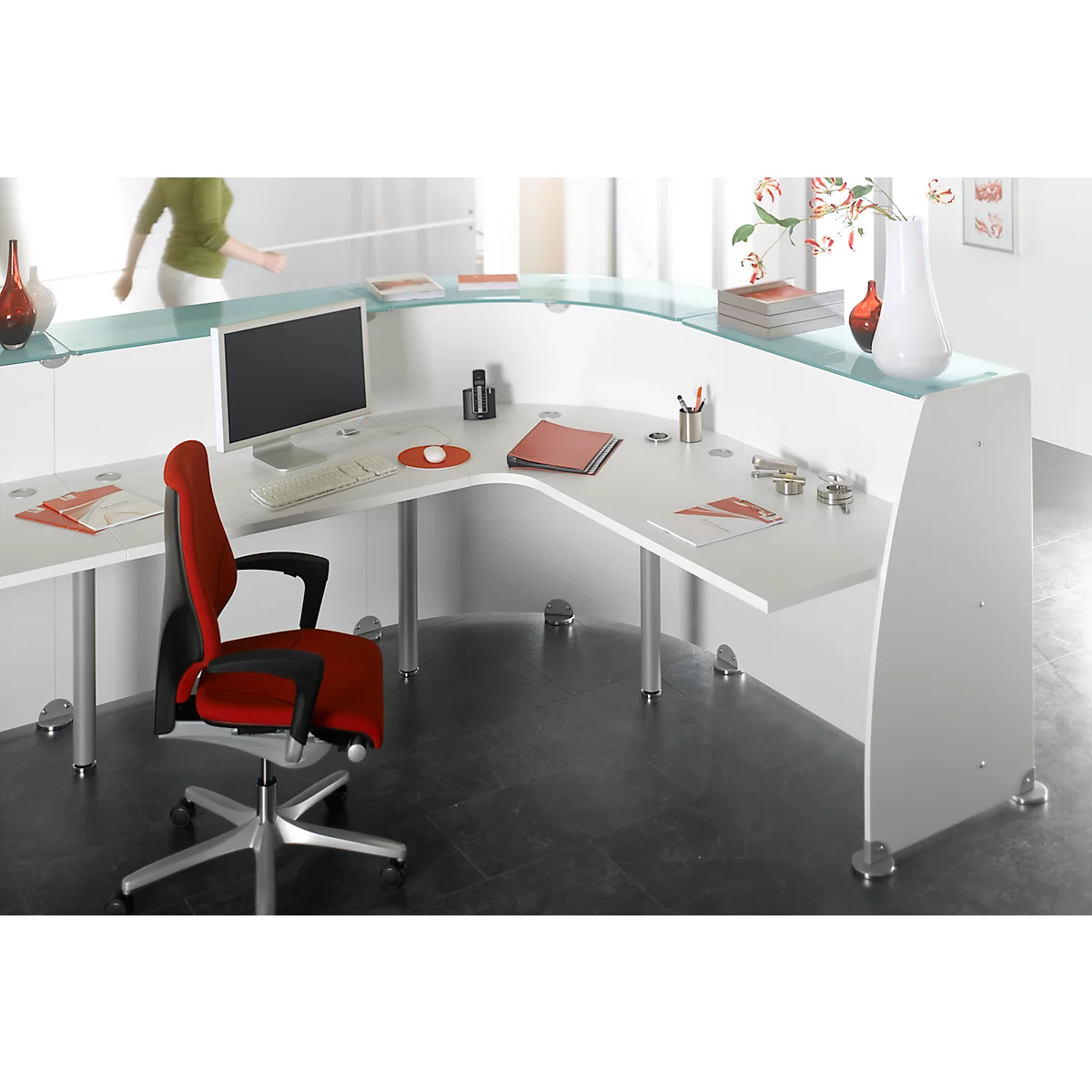 Spirit receptiebalie, 6 elementen, U-vormig, wit