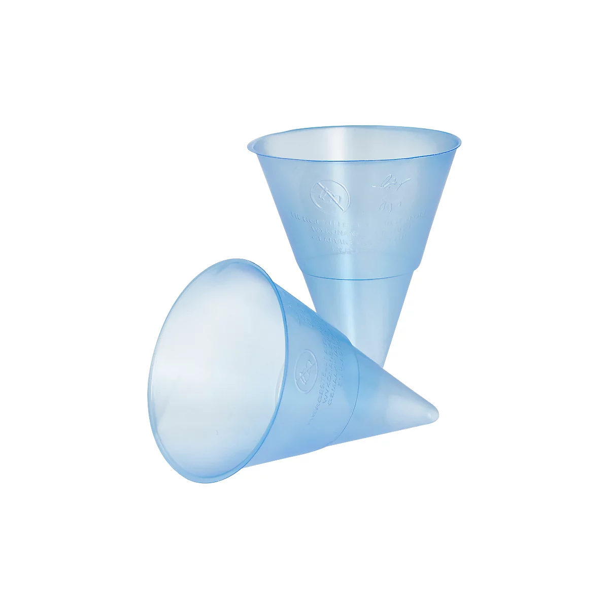 Spitzbecher Papstar Blue Cone, Volumen 115 ml, für marktgänige Wasserspender, Ø 70,3 mm, Polypropylen, blau-transparent, 1000 Stück