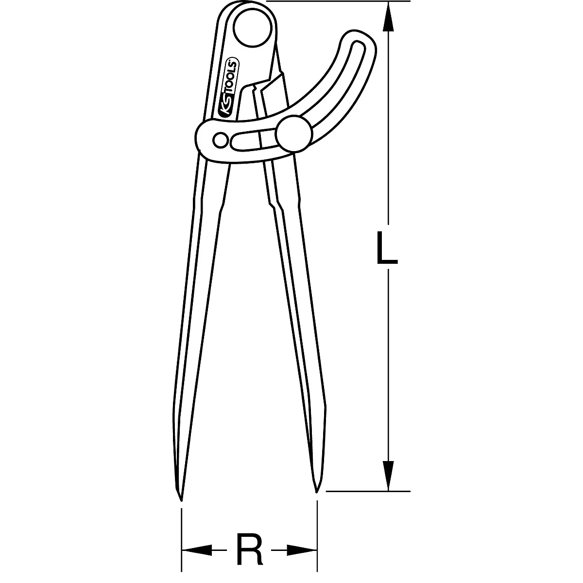 Geometrie-Zirkel mit Längen- und Radiusangaben.