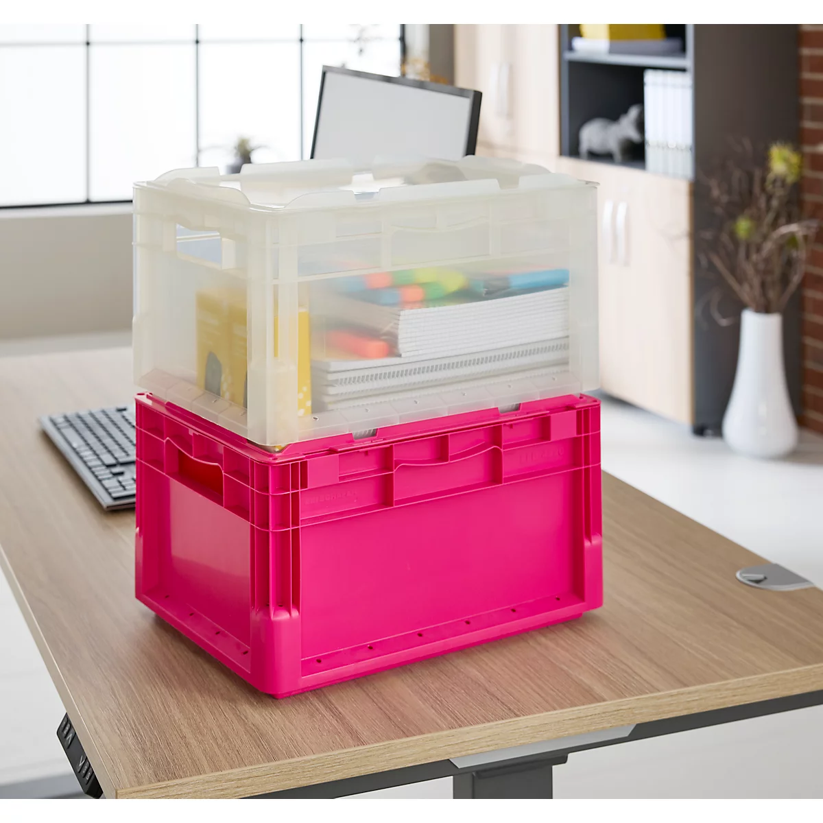 SSI Schäfer Euro-Box-Leichtbehälter ELB 4220 mit Deckel, Polypropylen, L 400 x B 300 x H 220 mm, 20,4 Liter, transluzent