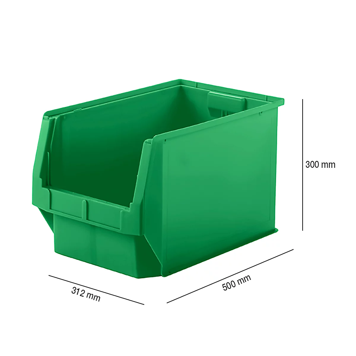 SSI Schäfer LF 533 caja de almacenaje abierta, polipropileno, L 500 x A 312 x A 300 mm, 38 l, verde