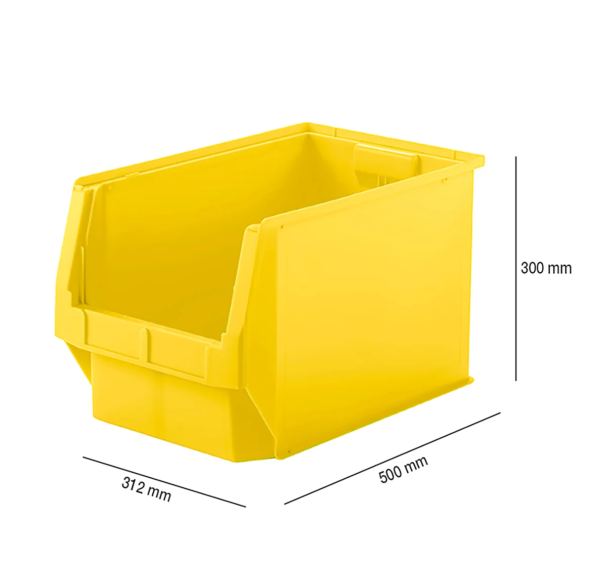 SSI Schäfer LF 533 caja de almacenaje abierta, polipropileno, L 500 x An 312 x Al 300 mm, 38 l, amarillo