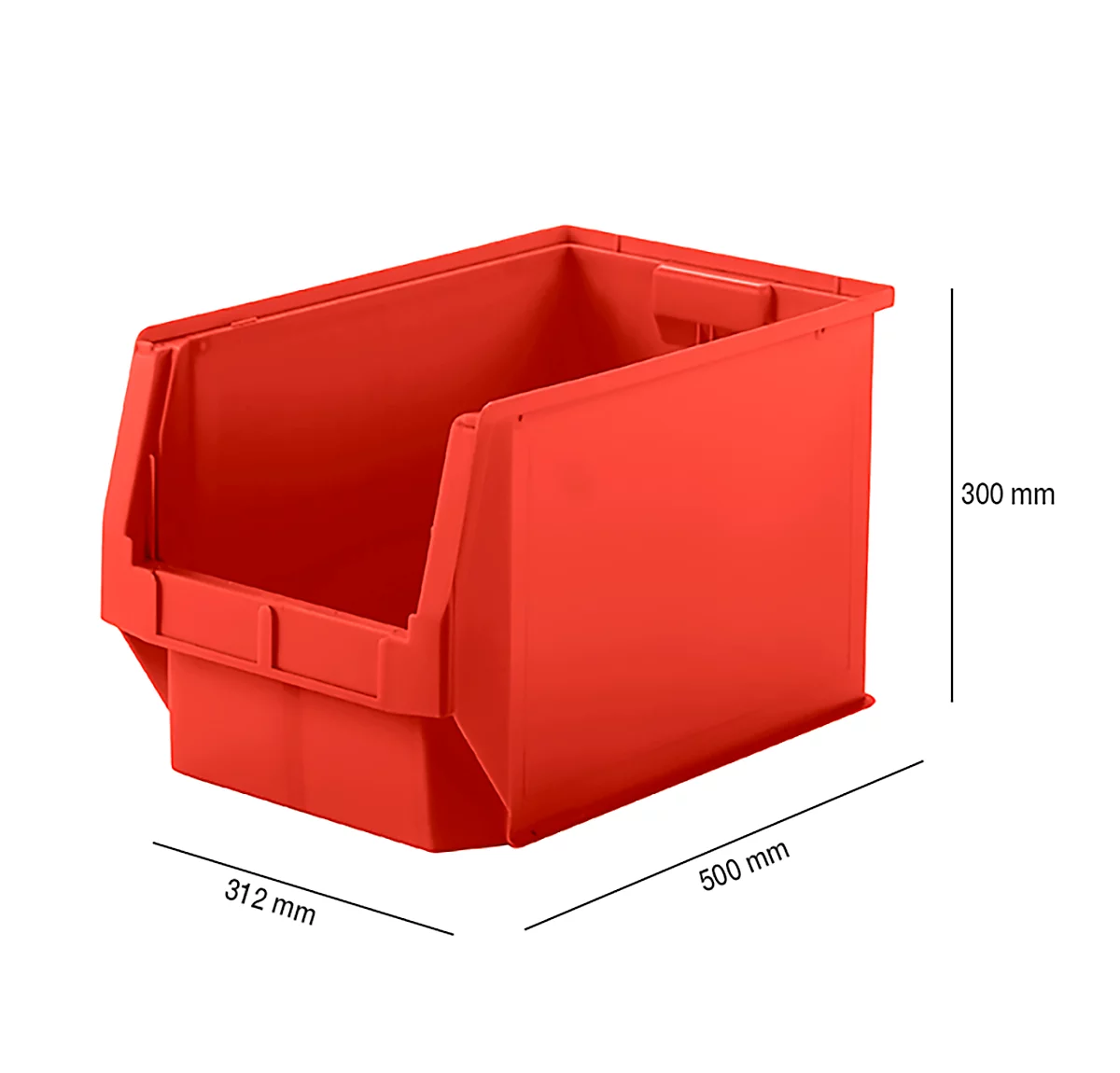 SSI Schäfer LF 533 caja de almacenaje abierta, polipropileno, L 500 x An 312 x Al 300 mm, 38 l, rojo