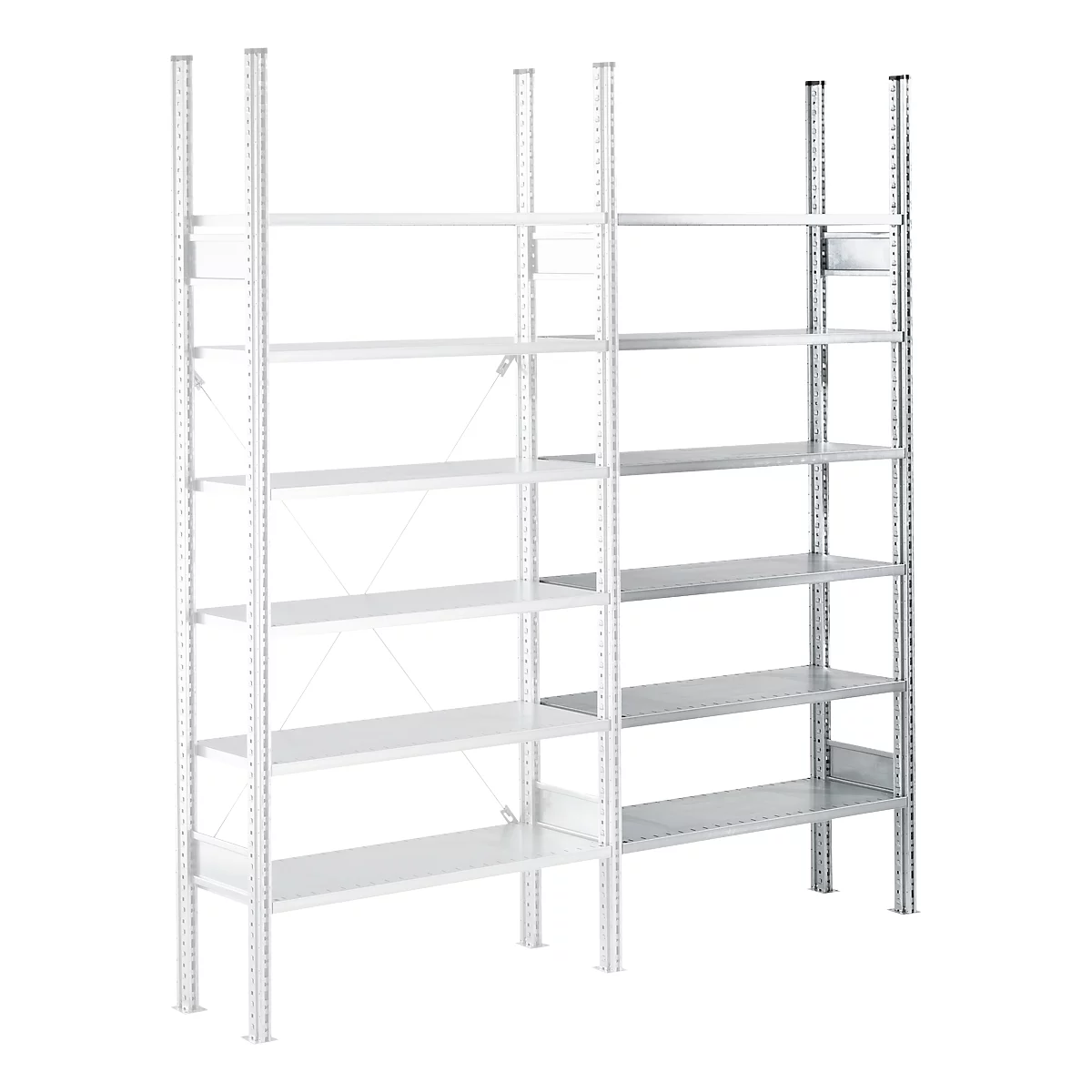SSI Schäfer R3000 stelling, aanbouw module, 7 verzinkte legborden, B 1025 x D 400 x H 2967 mm