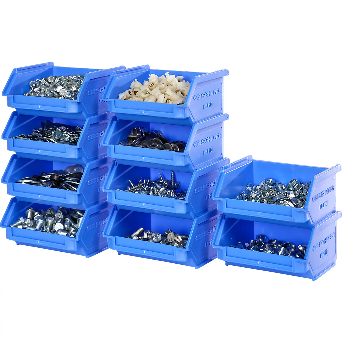 SSI Schäfer Sichtlagerkasten Sparset LF 110, Polypropylen, L 92 x B 100 x H 51 mm, 0,26 l, blau, 10 Stück