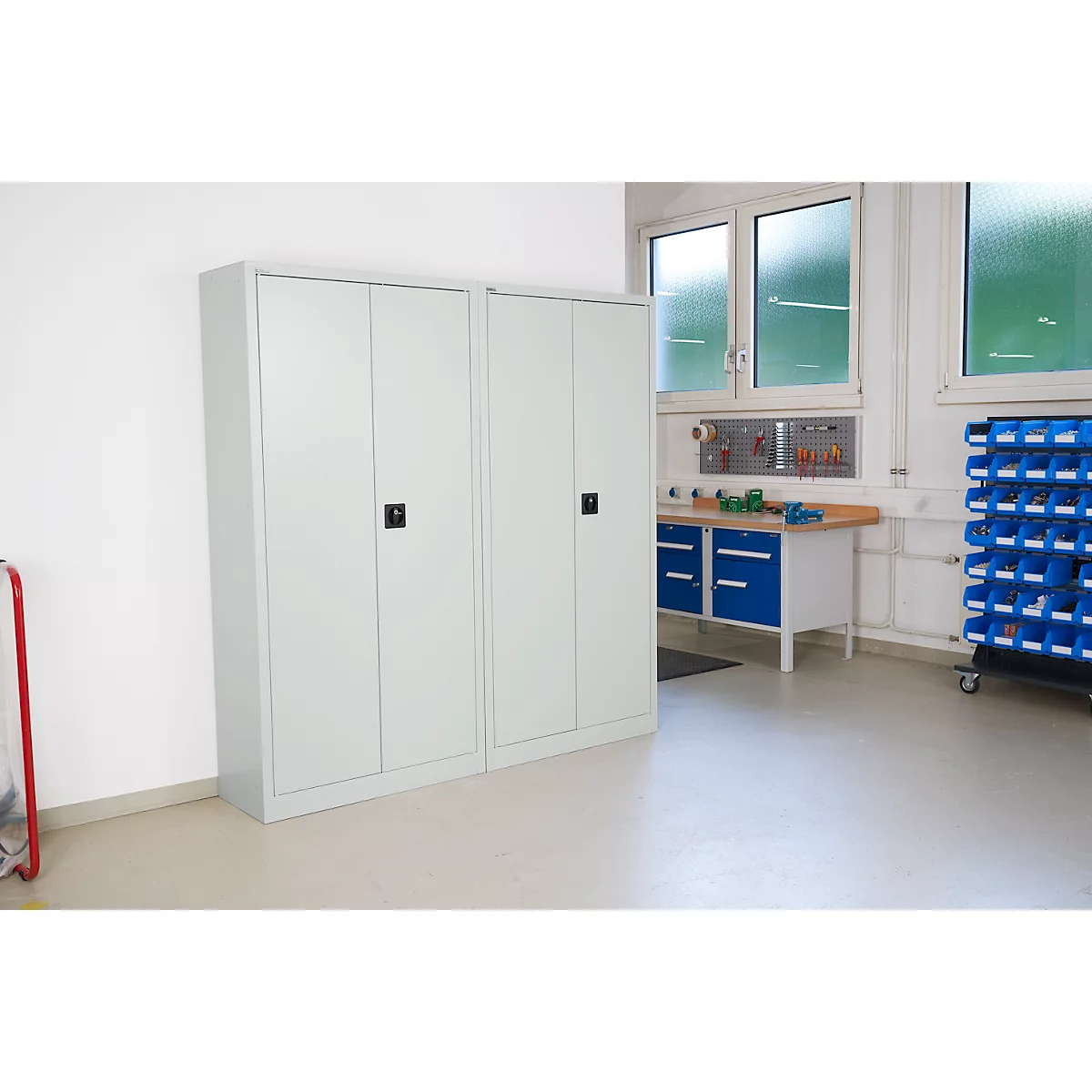 SSI Schäfer Universalschrank 2er-SET, Stahl, abschließbar, 950 x 400 x 1935 mm, 5 OH, alusilber