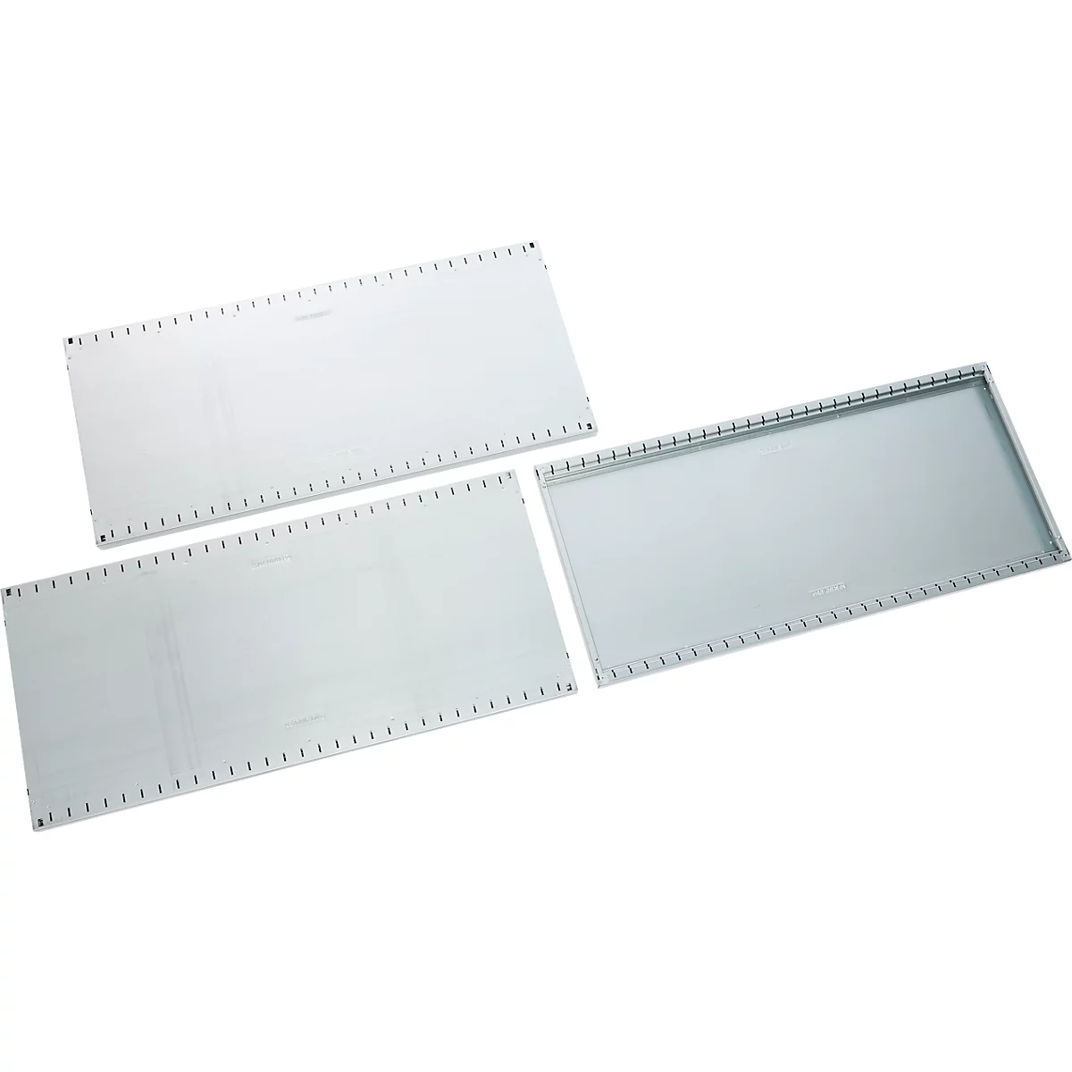 Three transparent plastic plates. Two lie flat, one is framed.